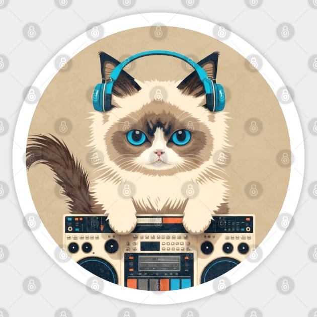 Cute DJ Ragdoll Cat Sticker by JGodvliet